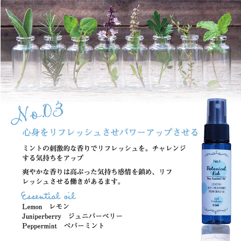 Botanical lab 「アロマ スプレー エアーフレッシュナー 冷感マスクに ミントでスッキリ マスク消臭 ハッカ、ペパーミント、レモンブレンド30ml×３本セット