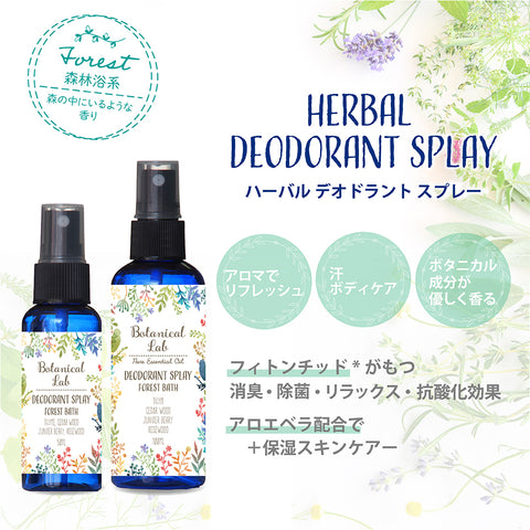 Botanical lab デオドラントスプレー アロマ&アロエベラ配合デオドラントスプレー フォレスト系/タイム、シダーウッド、ジュニパーベリー、ローズウッド50ml 100ml