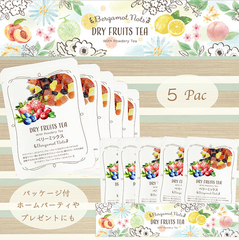 ドライフルーツティー 【ベリーミックス】 パウダリー紅茶 食べれるダイスカットドライフルーツ10g×5パックセット 国内製造 プチギフト プレゼントにも Botanical lab ドライクランベリー ドライアップル ドライストロベリー  ドライブルーベリー  ストロベリーティー