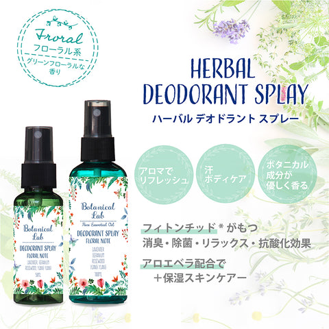 Botanical lab デオドラントスプレー フローラル系 アロエベラ配合デオドラントスプレー /ラベンダー、ゼラニウム、ローズウッド、イランイラン50ml 100ml