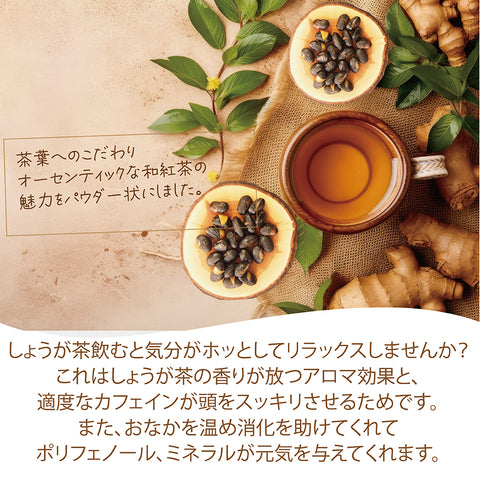 しょうが黒豆茶 無糖 黒豆粒まるごと インスタントティー  からだも心も温まる生姜の紅茶