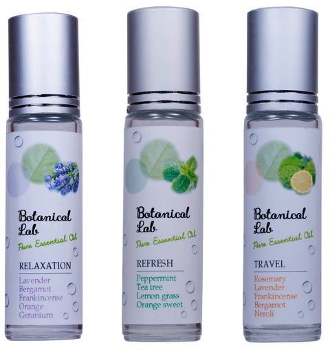 Botanical lab ロールオンアロマ パフューム 3本セット リラクゼーション トラベル リフレッシュ | ボタニカル100% 香りのロールオンアロマ | ポケットサイズ 携帯用 アロマオイル | 気分転換 リラックス リフレッシュに