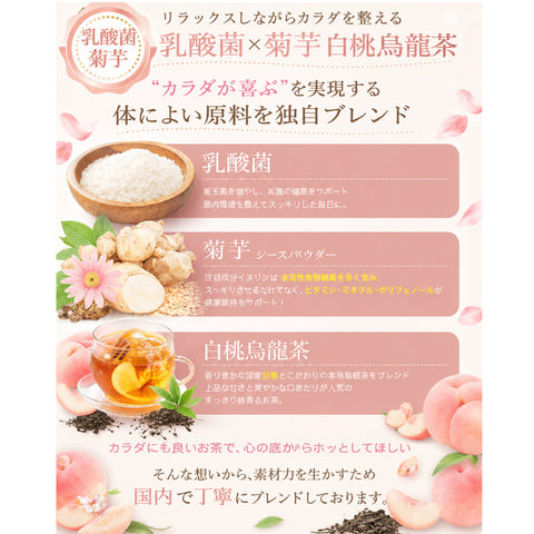 乳酸菌×菊芋 白桃烏龍茶 インナービューティー腸活ティー;ビタミン11種配合 シールド乳酸菌