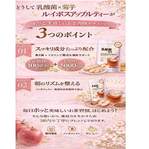 乳酸菌×菊芋 ルイボスアップルティー インナービューティー腸活習慣 ノンカフェイン