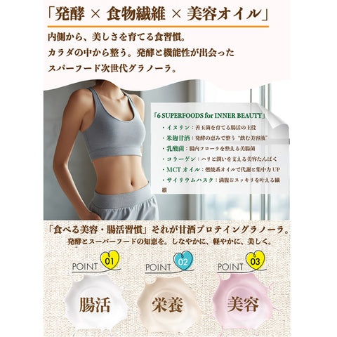 甘酒ソイプロテイングラノーラ｜ソルティーメープル 米麹甘酒×大豆プロテイン＋コラーゲン＆乳酸菌配合