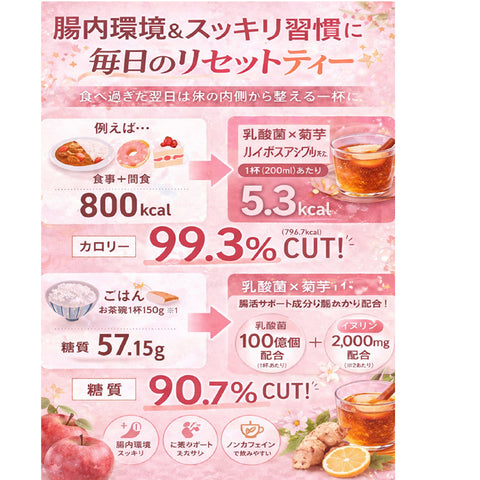 乳酸菌×菊芋 ルイボスアップルティー インナービューティー腸活習慣 ノンカフェイン