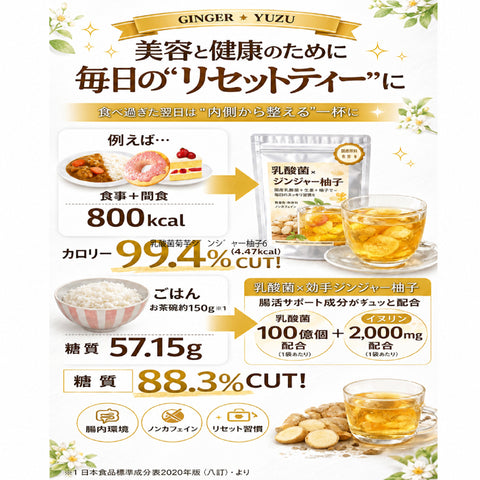 乳酸菌×菊芋 柚子ジンジャー温活ティー やさしく巡る インナービューティー腸活習慣