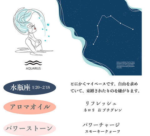12星座別 パワーストーン入り アロマスプレー みずがめ座バージョン ネロリ プチグレン リフレッシュ リラクゼーション 瞑想 ヨガ ヒーリング