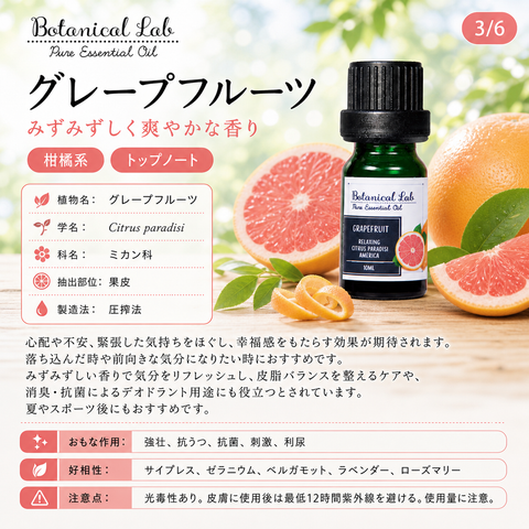 Botanical lab アロマオイル セラピーグレード 3本セット “リフレッシュに“に レモン グレープフルーツ ペパーミント「いい匂いがすると、脳、身体、心が喜びみんなが笑顔になります。」 (コピー) (コピー) (コピー)