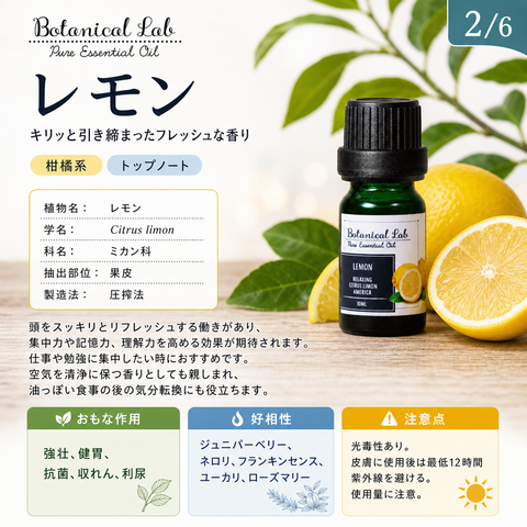 Botanical lab アロマオイル セラピーグレード 3本セット “集中力・頭脳明瞭“に レモン サイプレス ローズマリー