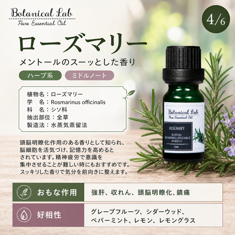 Botanical lab アロマオイル セラピーグレード 3本セット “集中力・頭脳明瞭“に レモン サイプレス ローズマリー (コピー)