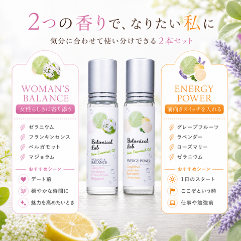 Botanical lab ロールオンアロマ パフューム 2本セット ウーマンズパワー＆エナジーパワー｜女性の気分切り替えアロマ