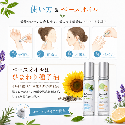 Botanical lab ロールオンアロマ perfume 2本セット 頭スッキリ＆やる気スイッチONセット STUDY & ENERGY POWER