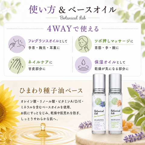 Botanical lab ロールオンアロマ パフューム 2本セット リラクゼーション＆メディテーション｜ほっと一息・瞑想時間の香り習慣 10g×2本