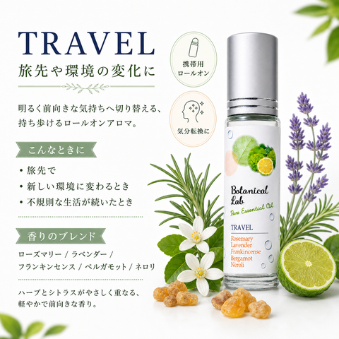 Botanical lab ロールオンアロマ 2本セット トラベル＆リフレッシュ 10g×2本 持ち運び ロールオンパフューム ボタニカル100％ アロマオイル ポケットサイズ 気分転換 リフレッシュ 旅行 ギフト