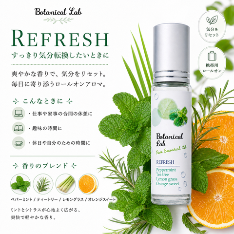 Botanical lab ロールオンアロマ 2本セット トラベル＆リフレッシュ 10g×2本 持ち運び ロールオンパフューム ボタニカル100％ アロマオイル ポケットサイズ 気分転換 リフレッシュ 旅行 ギフト