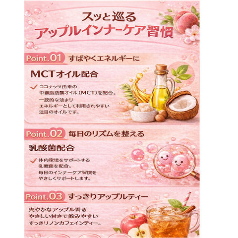 MCT×乳酸菌 インナービューティー腸活リセット アップルティー ビタミン11種配合 W乳酸菌