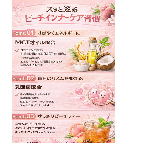 MCT×乳酸菌 ピーチティー インナービューティー腸活リセット  ビタミン11種配合 シールド EC-12 美容 温活 健康サポート インスタント