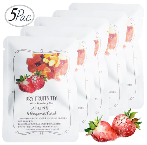 ドライフルーツティー 【ストロベリー】 パウダリー紅茶 食べれるダイスカットドライフルーツ10g×5パックセット 国内製造 プチギフト プレゼントにも Botanical lab ドライストロベリー ドライアップル ドライクランベリー ドライパパイヤ  ストロベリーティー