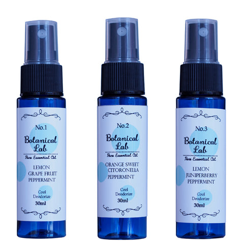 Botanical lab 「アロマ スプレー エアーフレッシュナー 冷感マスクに ミントでスッキリ マスク消臭 ハッカ、ペパーミント、レモンブレンド30ml×３本セット
