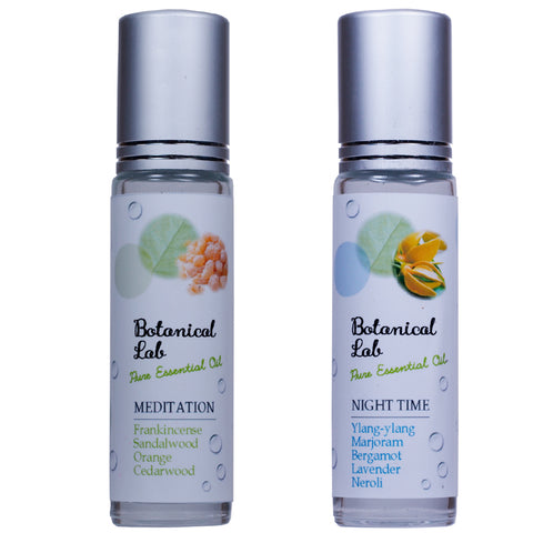 Botanical lab ロールオンアロマ パフューム 2本セット おやすみ瞑想ブレンド メディテーション＆ナイトタイム｜100％ボタニカル香料｜携帯用ロールオンアロマ 10g×2