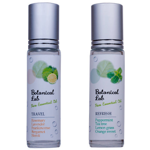 Botanical lab ロールオンアロマ 2本セット トラベル＆リフレッシュ 10g×2本 持ち運び ロールオンパフューム ボタニカル100％ アロマオイル ポケットサイズ 気分転換 リフレッシュ 旅行 ギフト